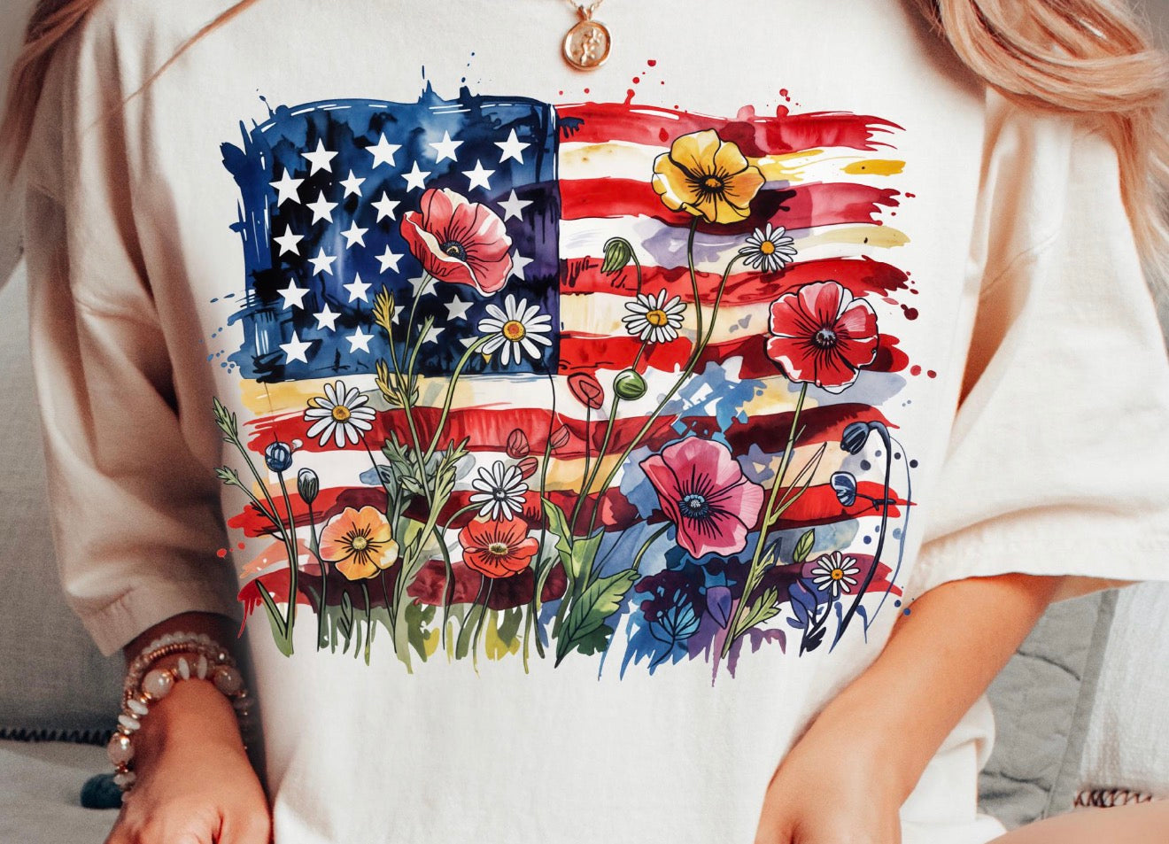 Floral Flag Graphic Tee