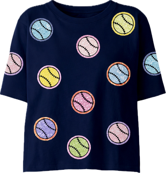 Exclusive Full Sequin Multi Color Softball/Baseball Tee