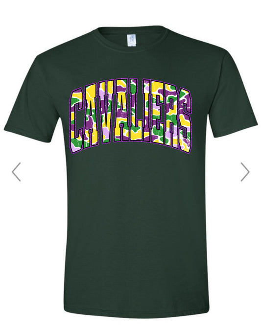 Camo Cavaliers Mardi Gras Graphic Tee
