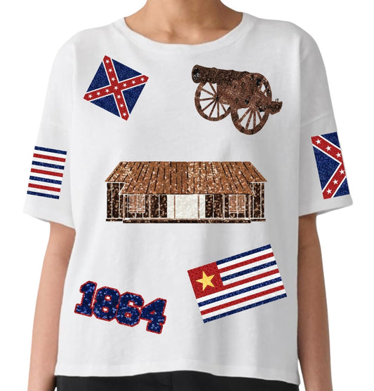 Sew Unique Exclusive Full Sequin Battle of Pleasant Hill Tee