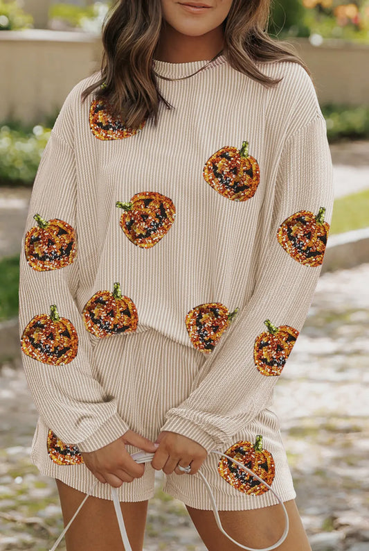 Sequin Pumpkin Ribbed Set PREORDER