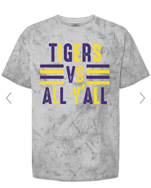 Comfort Color Distressed Tigers vs. All Y’all Graphic Tee