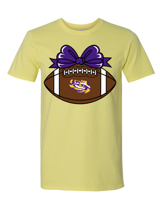 Football Bow with Tiger Logo Graphic Tee