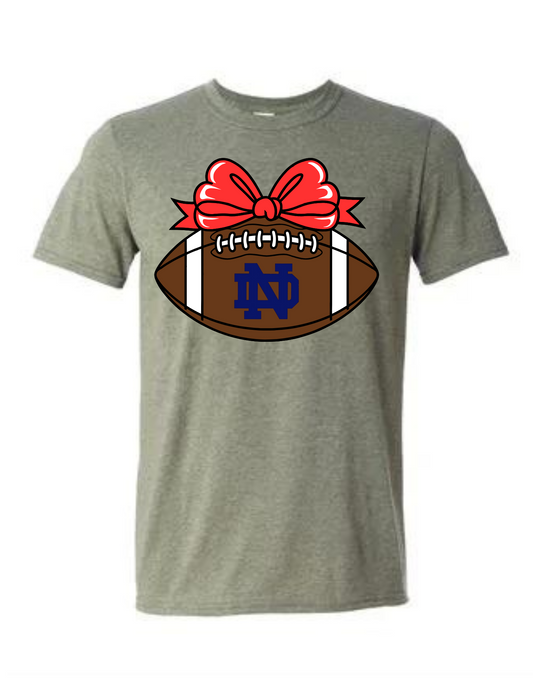 Football Bow with ND Logo Graphic Tee